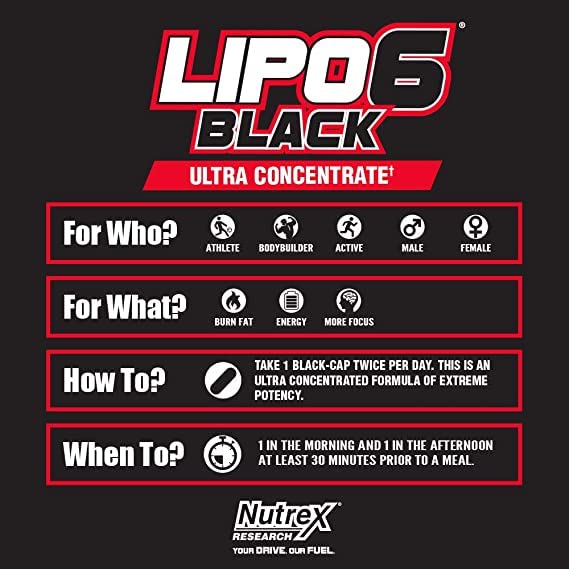 چربی سوز لیپوسیکس 6 بلک ناترکس 120 عدد Nutrex Lipo-6 Black 12 چربی سوز لیپو 6 بلک نوترکس