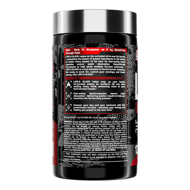 چربی سوز لیپوسیکس 6 بلک ناترکس 120 عدد Nutrex Lipo-6 Black 2 چربی سوز لیپوسیکس 6 بلک ناترکس 120 عدد Nutrex Lipo-6 Black - تصویر 2