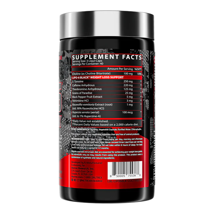چربی سوز لیپوسیکس 6 بلک ناترکس 120 عدد Nutrex Lipo-6 Black 3 چربی سوز لیپوسیکس 6 بلک ناترکس 120 عدد Nutrex Lipo-6 Black - تصویر 3