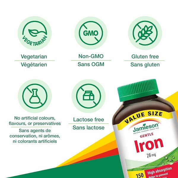 کپسول آهن جمیسون 28 میلی گرم 150 عدد Jamieson Gentle Iron 3 کپسول آهن جمیسون 28 میلی گرم 150 عدد Jamieson Gentle Iron