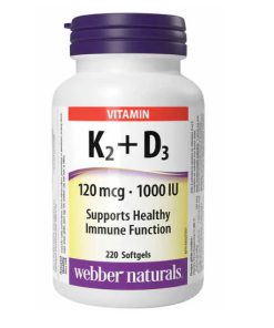ویتامین کا و دی وبر نچرالز 220 عدد Webber K2 + D3 1000IU