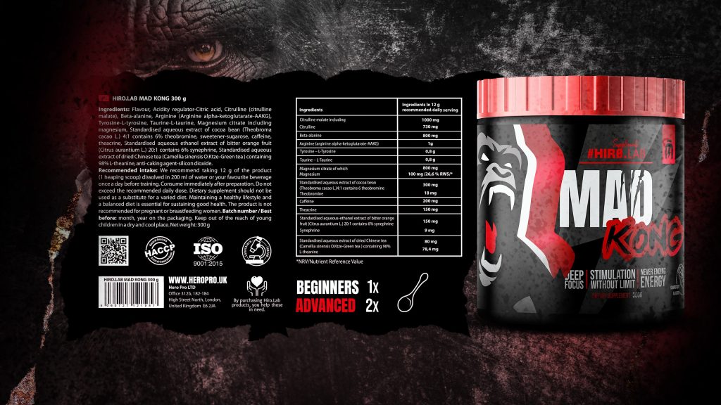 مکمل قبل از تمرین مدکنگ هیرولب طعم دار Hiro.Lab Mad Kong