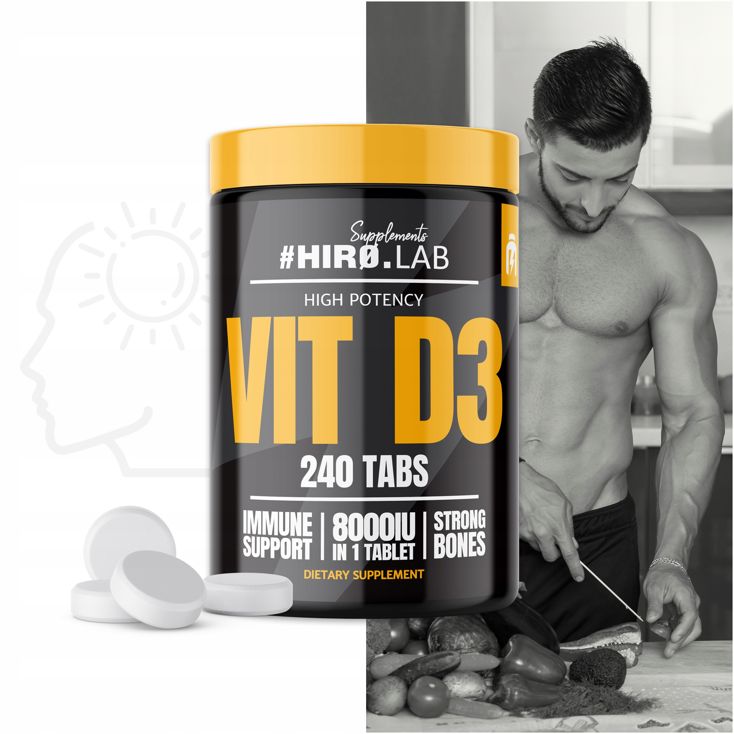 قرص ویتامین D3 هیرولب 8000 واحد 240 عدد